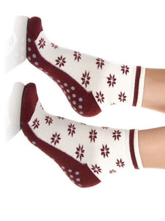 Nogavice grelne ABS zvezdice bordo